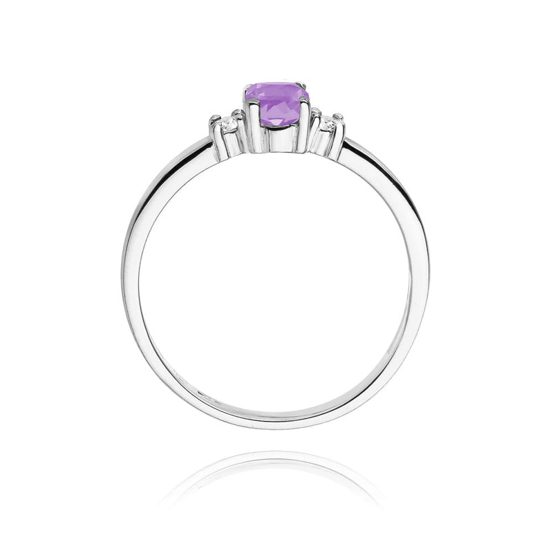 Inel Aur 9K cu Ametist 0.40 ct si Diamante Naturale 0.08 ct, imaginea 7 din 8
