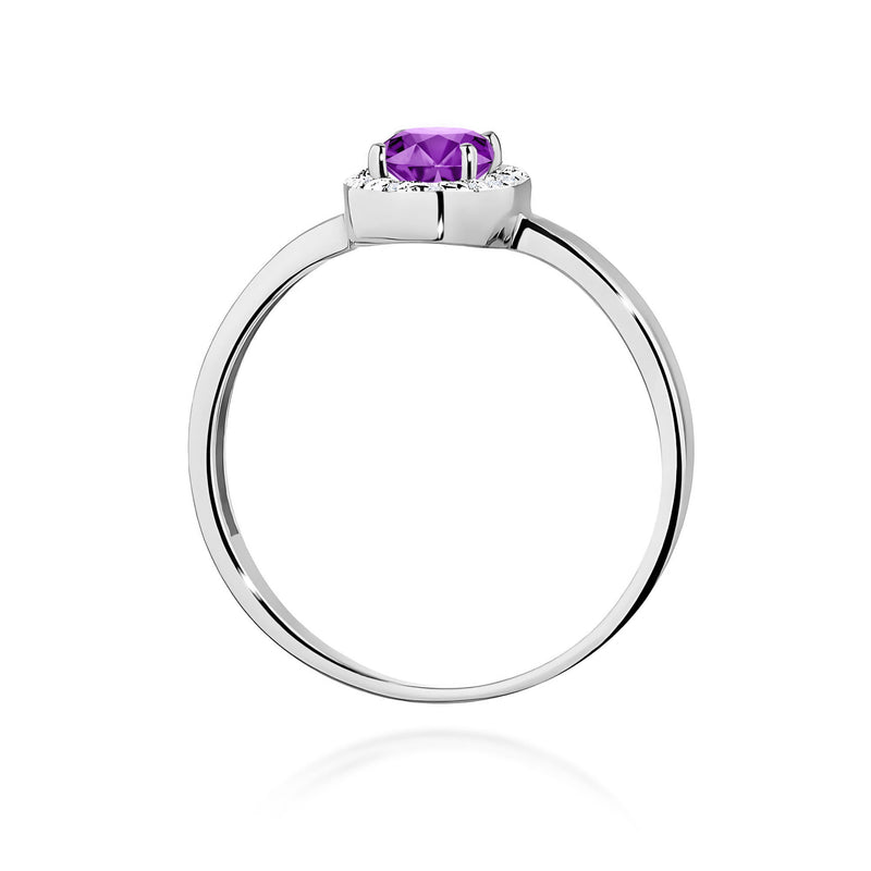 Inel Aur 9K cu Ametist 0.40 ct si Diamante Naturale 0.08 ct, imaginea 7 din 8