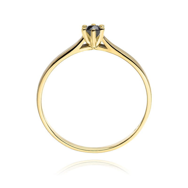 Inel Aur 9K cu Diamant Natural Negru 0.12 ct, imaginea 3 din 8