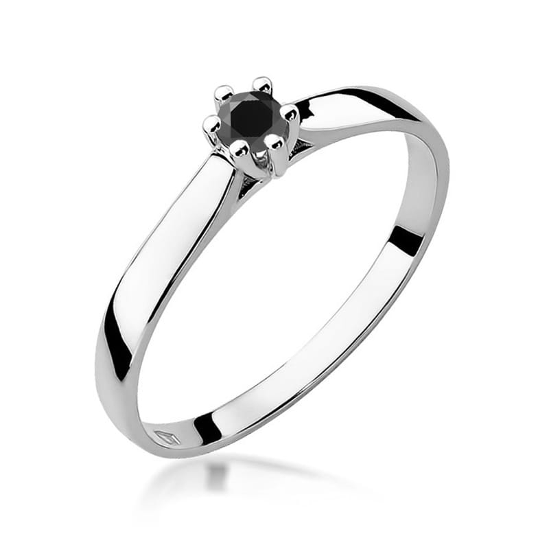 Inel Aur 9K cu Diamant Natural Negru 0.12 ct, imaginea 5 din 8