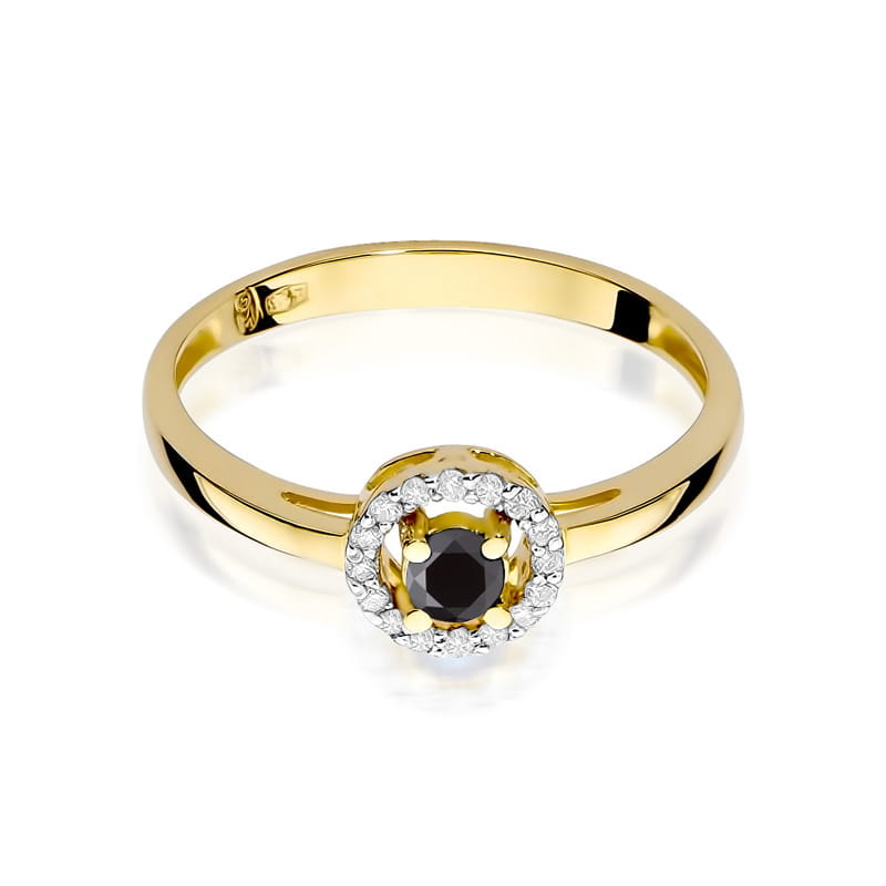 Inel Aur 9K cu Diamante Naturale Albe si Negre 0.20 ct, imaginea 2 din 10