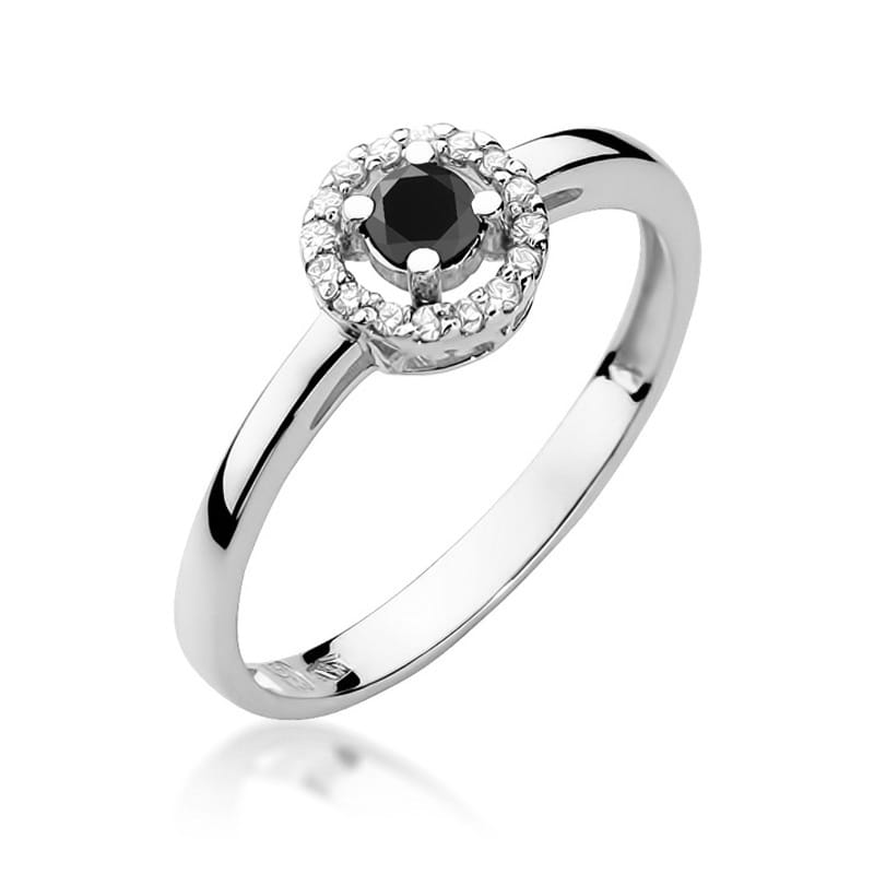Inel Aur 9K cu Diamante Naturale Albe si Negre 0.20 ct, imaginea 7 din 10