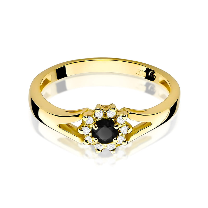 Inel Aur 9K cu Diamante Naturale Albe si Negre 0.21 ct, imaginea 2 din 8