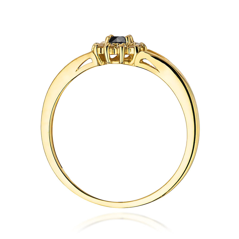 Inel Aur 9K cu Diamante Naturale Albe si Negre 0.21 ct, imaginea 3 din 8