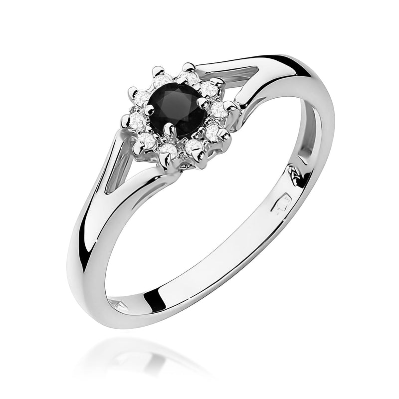 Inel Aur 9K cu Diamante Naturale Albe si Negre 0.21 ct, imaginea 5 din 8