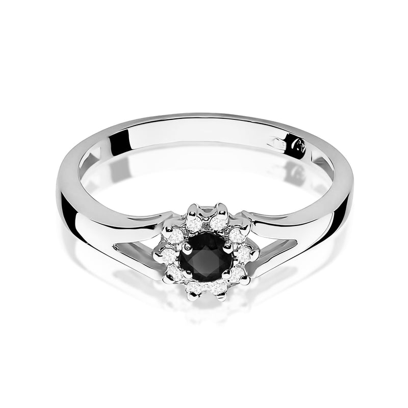 Inel Aur 9K cu Diamante Naturale Albe si Negre 0.21 ct, imaginea 6 din 8
