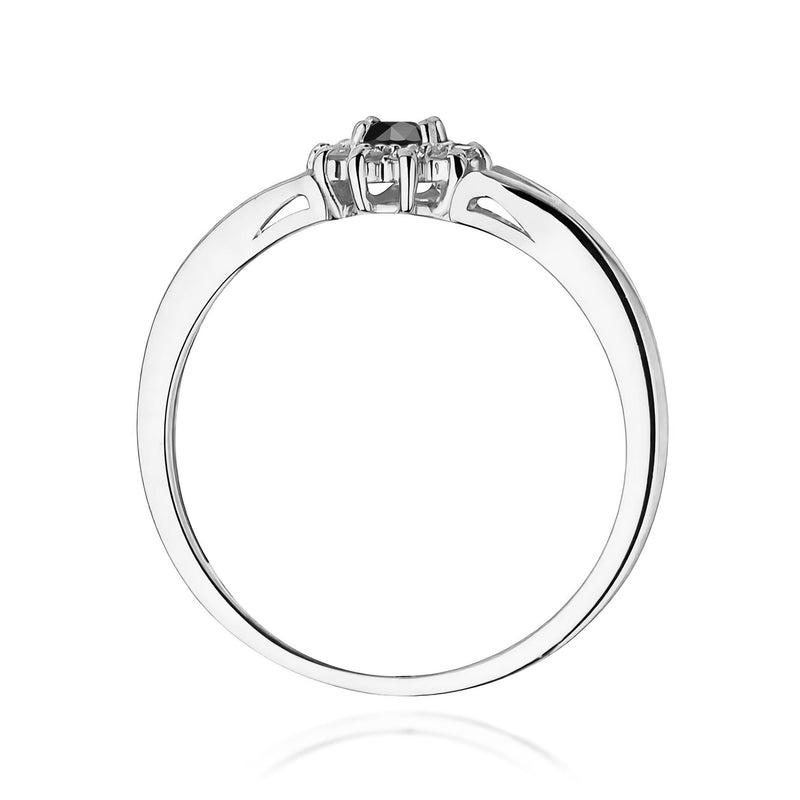 Inel Aur 9K cu Diamante Naturale Albe si Negre 0.21 ct, imaginea 7 din 8