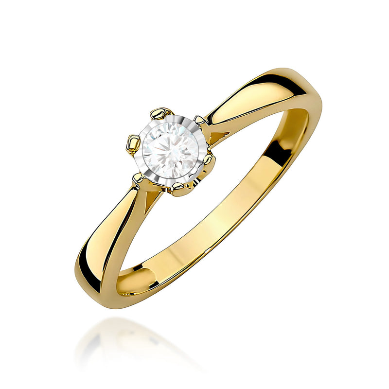 Inel Aur 9K cu Diamant de Laborator 0.20 ct — Aur galben