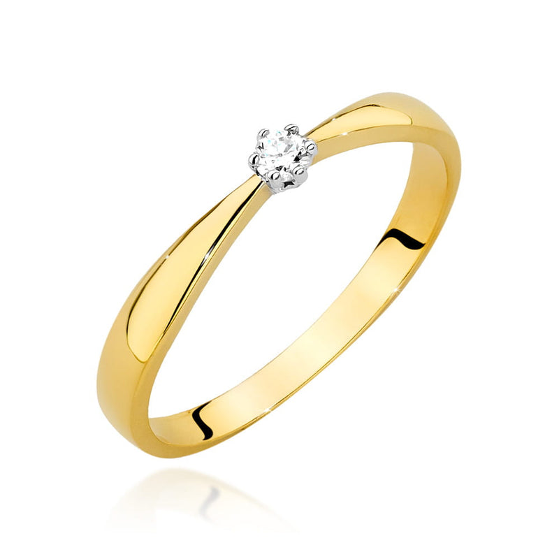 Inel Aur 9K cu Diamant Natural 0.04 ct — Aur galben
