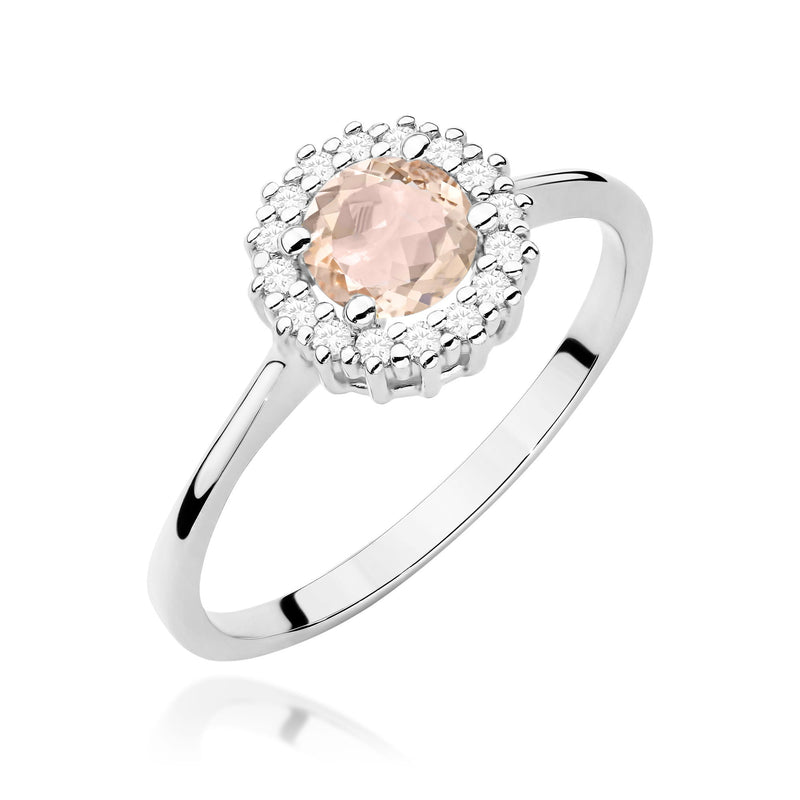 Inel Aur 9K cu Morganit 0.40 ct si Diamante Naturale 0.14 ct, imaginea 5 din 8
