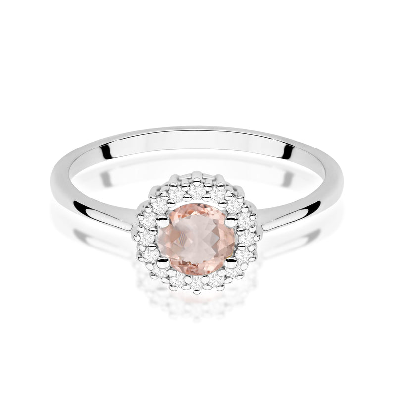 Inel Aur 9K cu Morganit 0.40 ct si Diamante Naturale 0.14 ct, imaginea 6 din 8