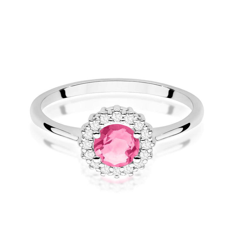 Inel Aur 9K cu Topaz Roz 0.60 ct si Diamante Naturale 0.14 ct, imaginea 6 din 8