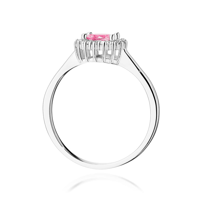 Inel Aur 9K cu Topaz Roz 0.60 ct si Diamante Naturale 0.14 ct, imaginea 7 din 8