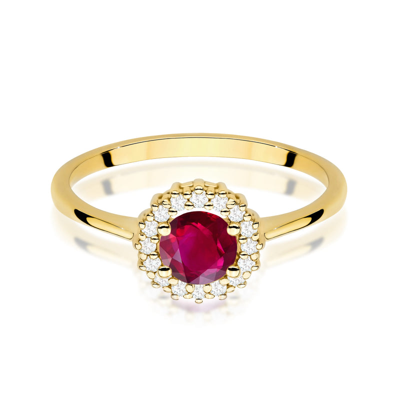 Inel Aur 9K cu Rubin 0.60 ct si Diamante Naturale 0.14 ct, imaginea 2 din 8