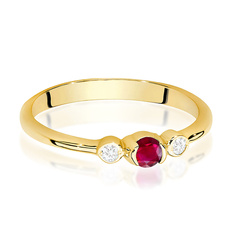 Inel Aur 9K cu Rubin 0.15 ct si Diamante Naturale 0.06 ct, imaginea 2 din 8
