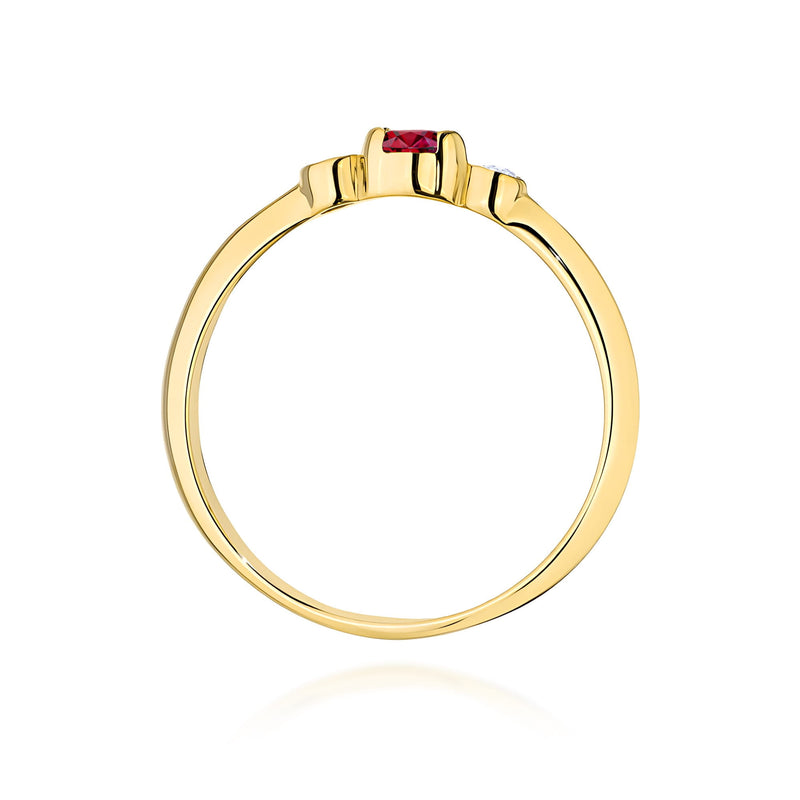 Inel Aur 9K cu Rubin 0.15 ct si Diamante Naturale 0.06 ct, imaginea 3 din 8