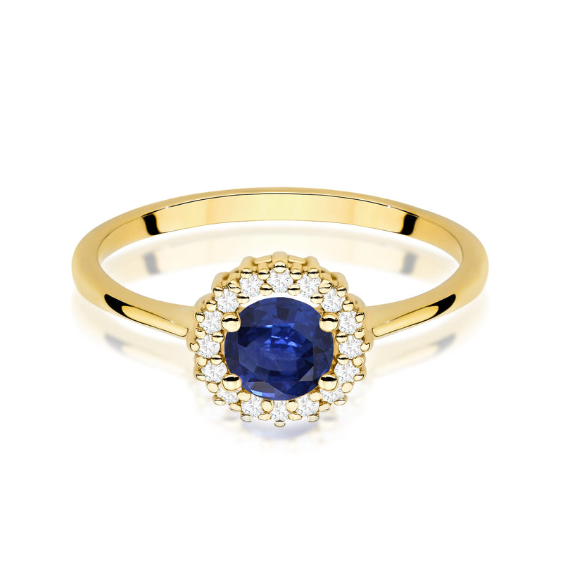 Inel Aur 9K cu Safir 0.50 ct si Diamante Naturale 0.14 ct, imaginea 2 din 8