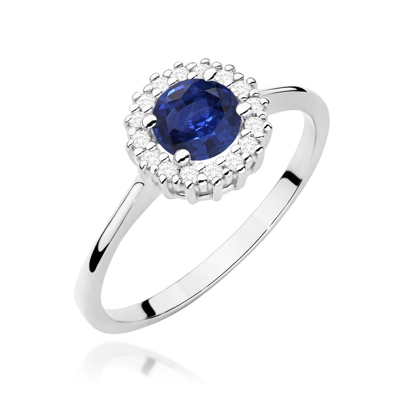 Inel Aur 9K cu Safir 0.50 ct si Diamante Naturale 0.14 ct, imaginea 5 din 8