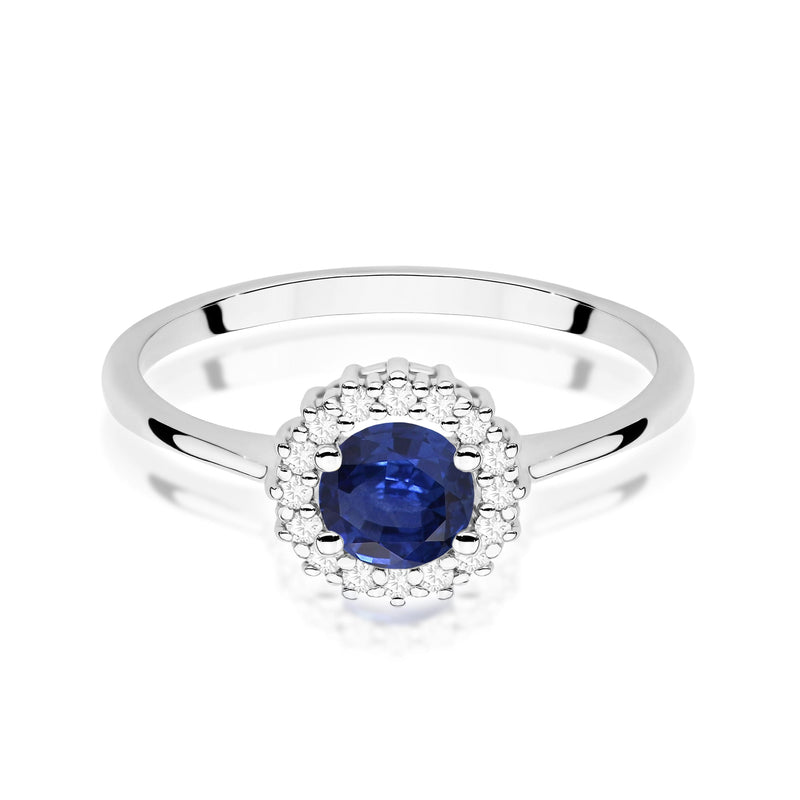 Inel Aur 9K cu Safir 0.50 ct si Diamante Naturale 0.14 ct, imaginea 6 din 8