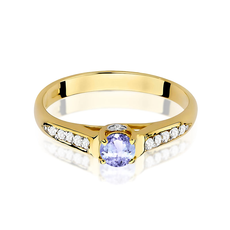 Inel Aur 9K cu Tanzanit 0.35 ct si Diamante Naturale 0.10 ct, imaginea 2 din 8