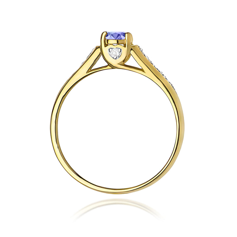Inel Aur 9K cu Tanzanit 0.35 ct si Diamante Naturale 0.10 ct, imaginea 3 din 8