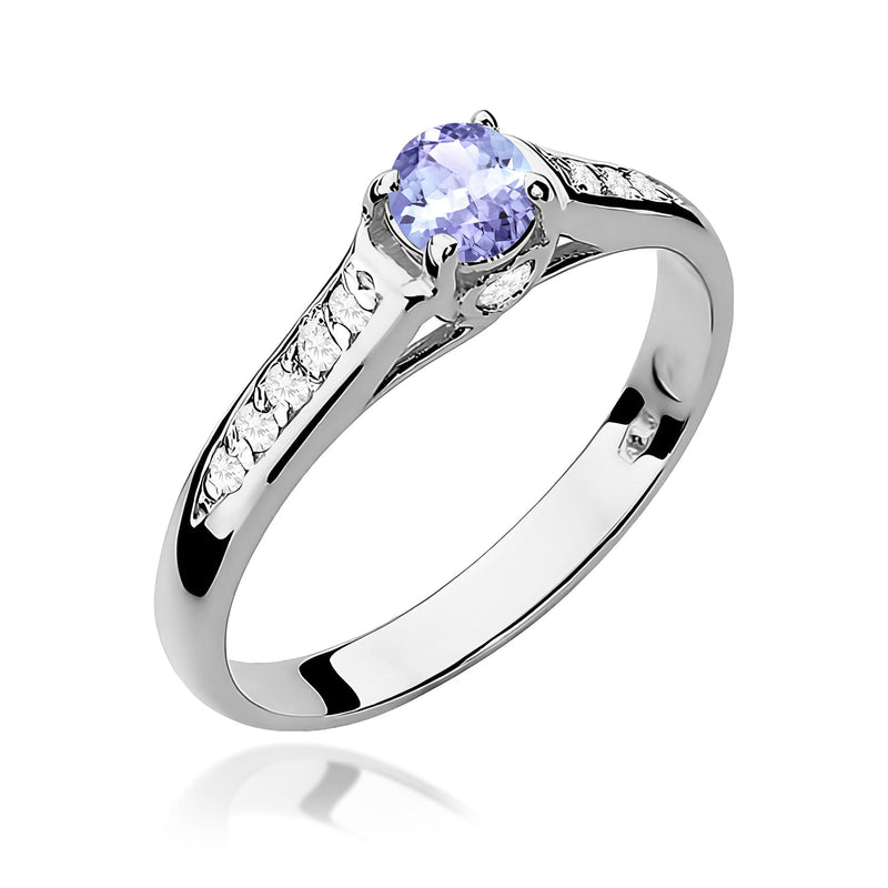 Inel Aur 9K cu Tanzanit 0.35 ct si Diamante Naturale 0.10 ct, imaginea 5 din 8
