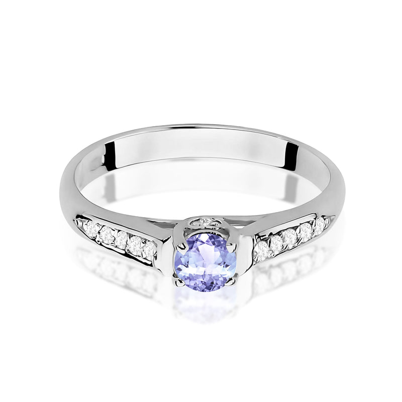 Inel Aur 9K cu Tanzanit 0.35 ct si Diamante Naturale 0.10 ct, imaginea 6 din 8