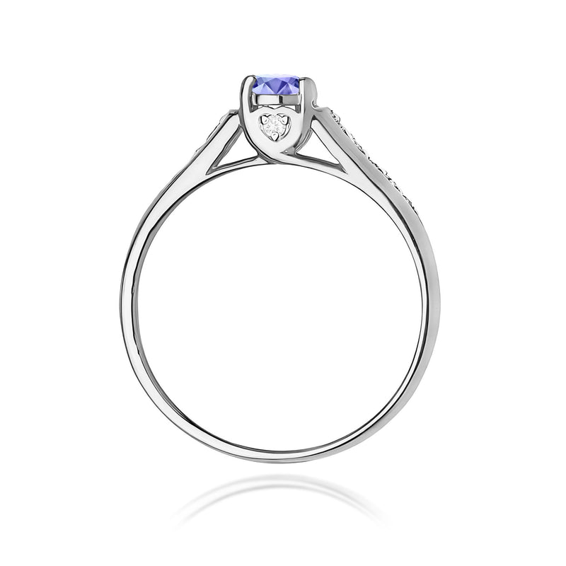 Inel Aur 9K cu Tanzanit 0.35 ct si Diamante Naturale 0.10 ct, imaginea 7 din 8