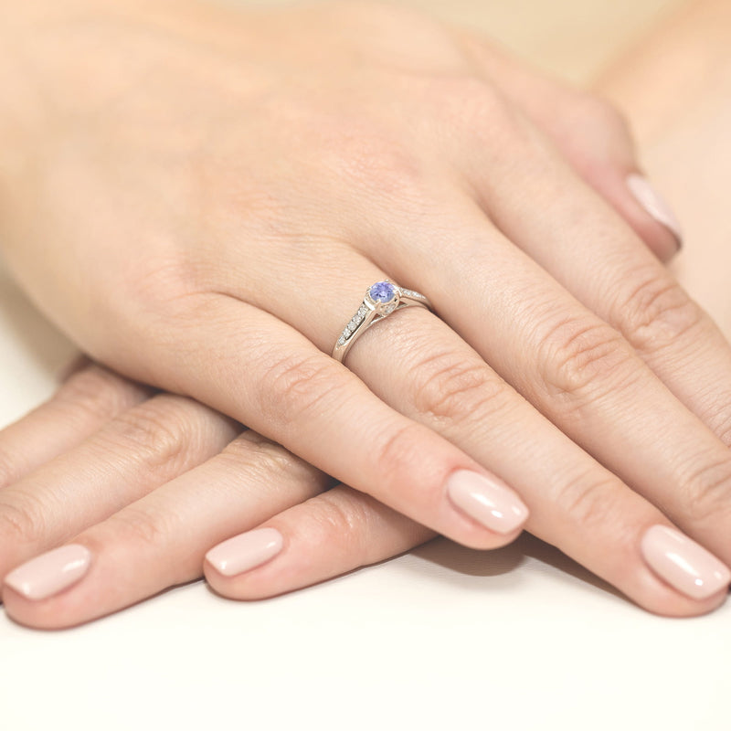 Inel Aur 9K cu Tanzanit 0.35 ct si Diamante Naturale 0.10 ct, imaginea 8 din 8
