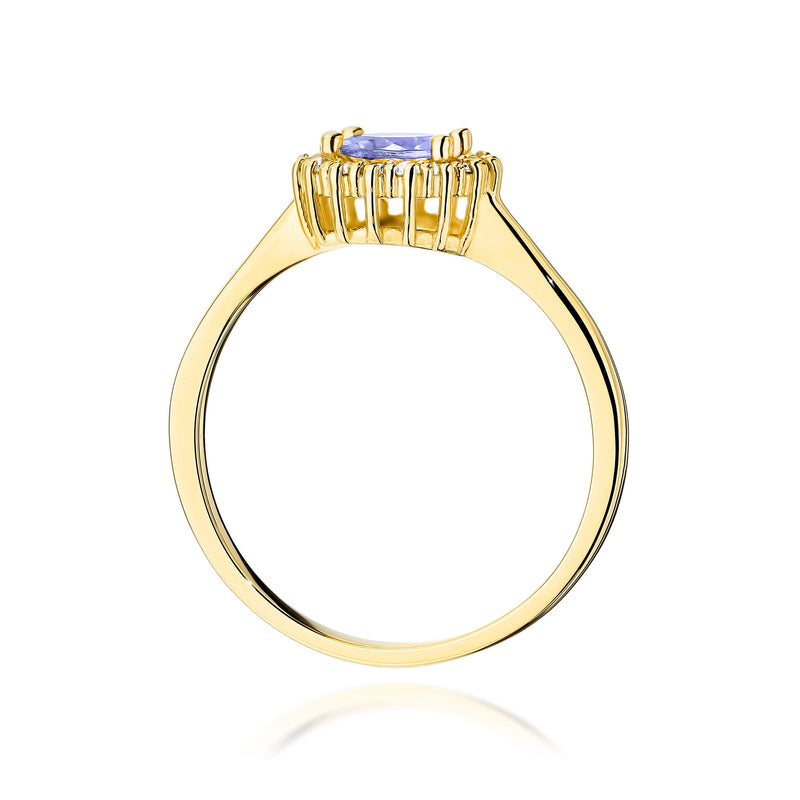 Inel Aur 9K cu Tanzanit 0.50 ct si Diamante Naturale 0.14 ct, imaginea 3 din 8