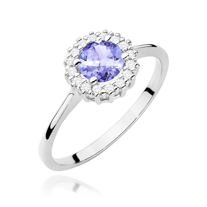 Inel Aur 9K cu Tanzanit 0.50 ct si Diamante Naturale 0.14 ct, imaginea 5 din 8