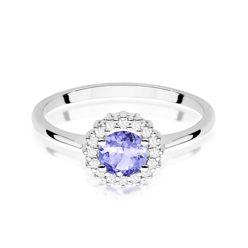 Inel Aur 9K cu Tanzanit 0.50 ct si Diamante Naturale 0.14 ct, imaginea 6 din 8