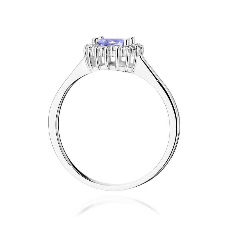 Inel Aur 9K cu Tanzanit 0.50 ct si Diamante Naturale 0.14 ct, imaginea 7 din 8