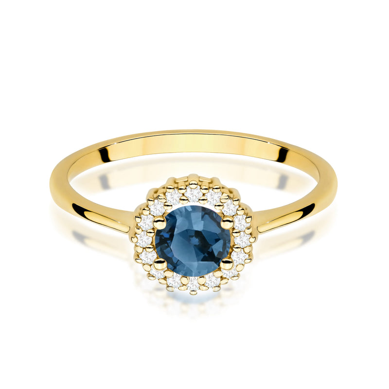 Inel Aur 9K cu Topaz London Blue 0.50 ct si Diamante Naturale 0.14 ct, imaginea 2 din 8
