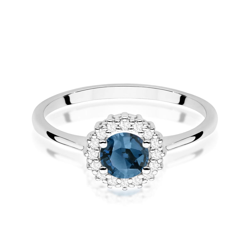 Inel Aur 9K cu Topaz London Blue 0.50 ct si Diamante Naturale 0.14 ct, imaginea 6 din 8