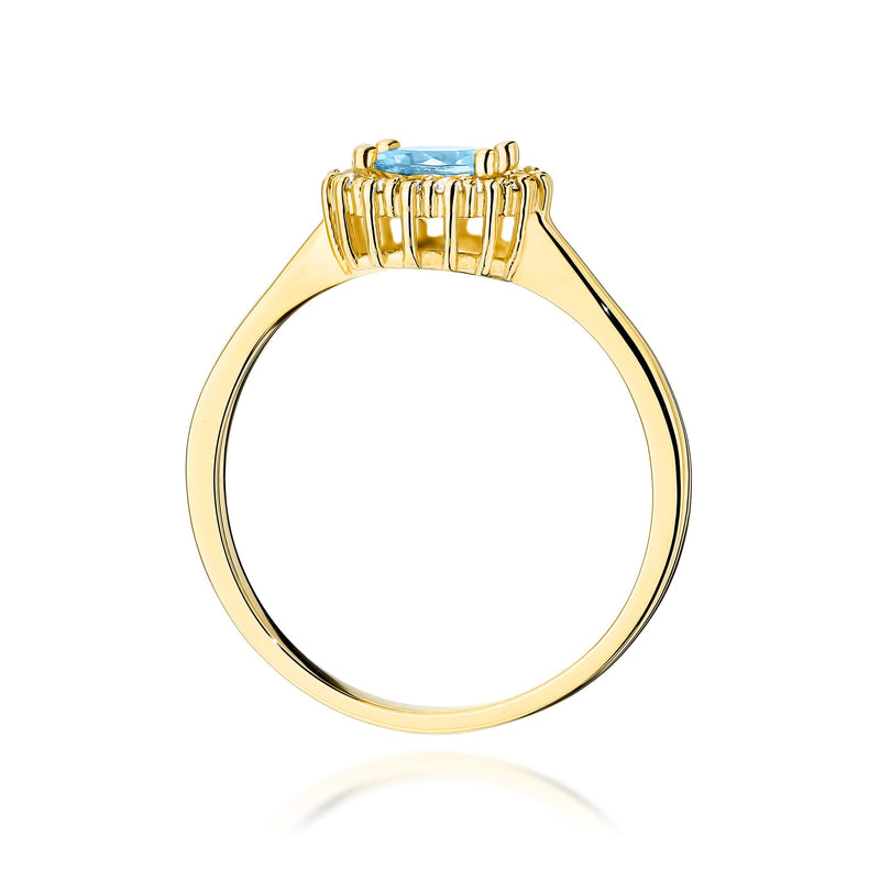 Inel Aur 9K cu Topaz Swiss 0.50 ct si Diamante Naturale 0.14 ct, imaginea 3 din 8