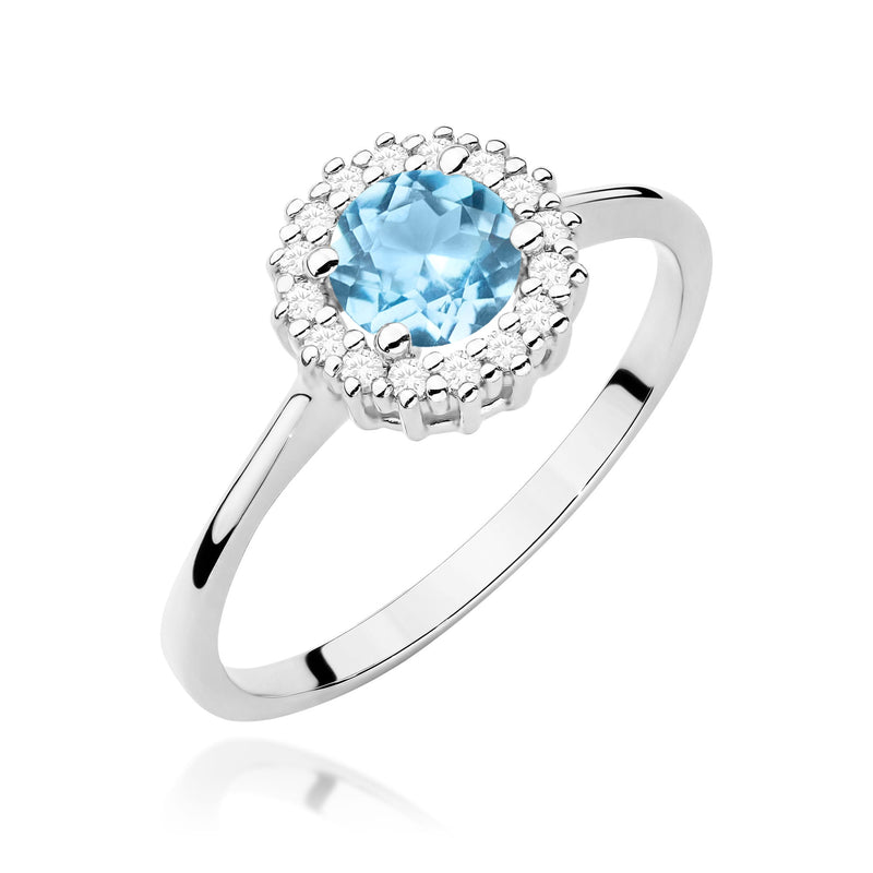 Inel Aur 9K cu Topaz Swiss 0.50 ct si Diamante Naturale 0.14 ct, imaginea 5 din 8