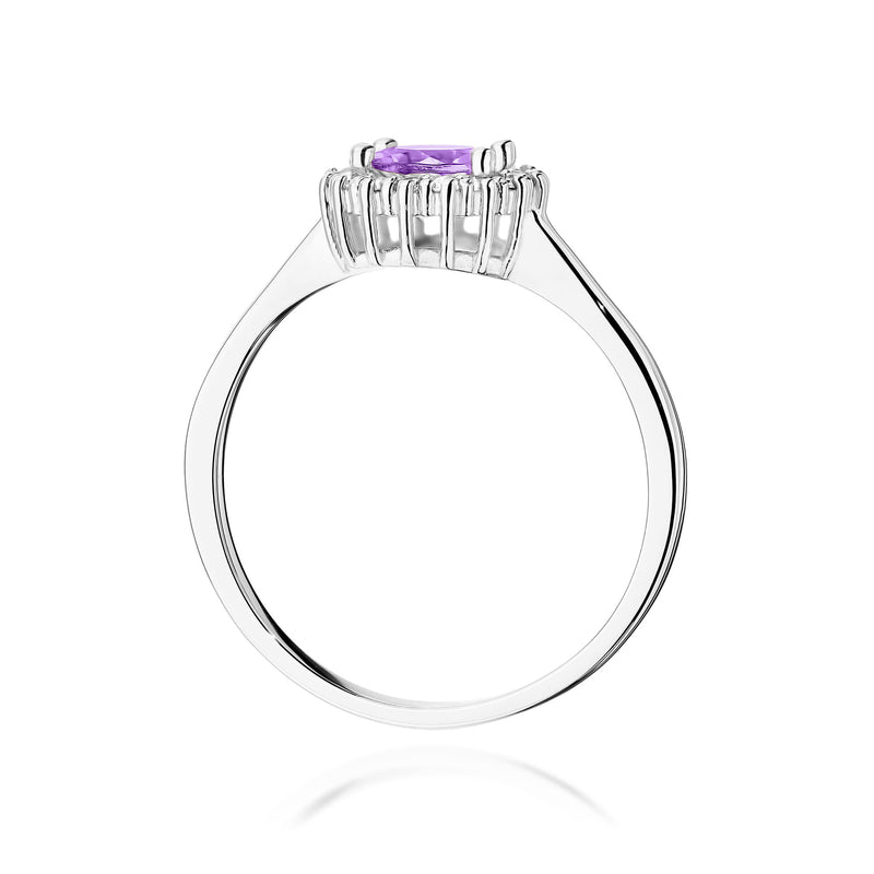 Inel Aur 9K cu Ametist 0.50 ct si Diamante Naturale 0.14 ct, imaginea 7 din 8