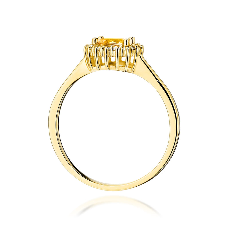 Inel Aur 9K cu Citrin 0.50 ct si Diamante Naturale 0.14 ct, imaginea 2 din 8