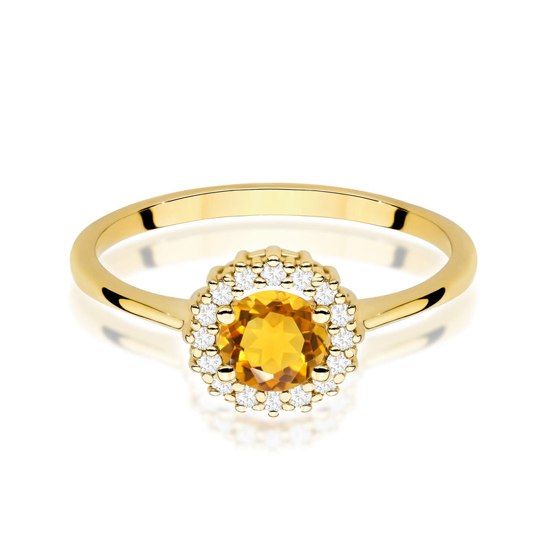 Inel Aur 9K cu Citrin 0.50 ct si Diamante Naturale 0.14 ct, imaginea 3 din 8