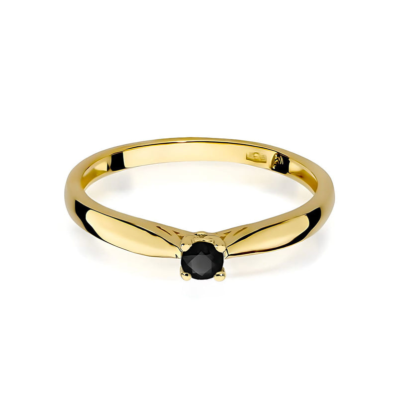 Inel Aur 9K cu Diamant Natural Negru 0.12 ct, imaginea 2 din 8