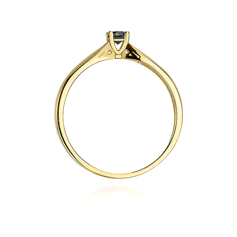 Inel Aur 9K cu Diamant Natural Negru 0.12 ct, imaginea 3 din 8