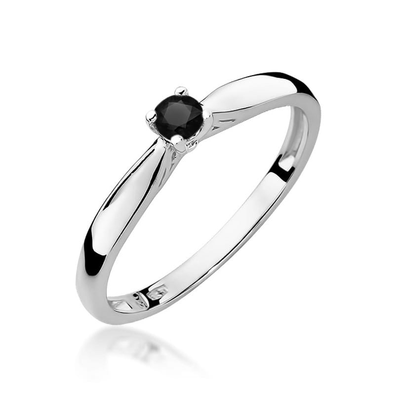 Inel Aur 9K cu Diamant Natural Negru 0.12 ct, imaginea 5 din 8