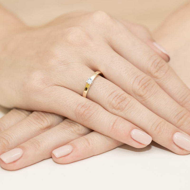 Inel Aur 9K cu Diamant Natural 0.12 ct, imaginea 4 din 8