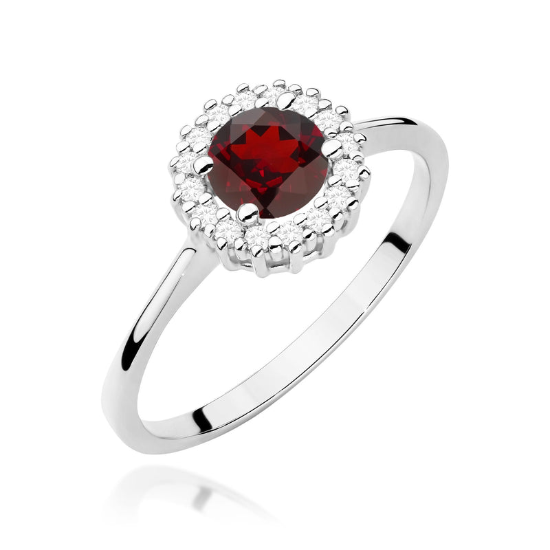 Inel Aur 9K cu Granat 0.60 ct si Diamante Naturale 0.14 ct, imaginea 5 din 8