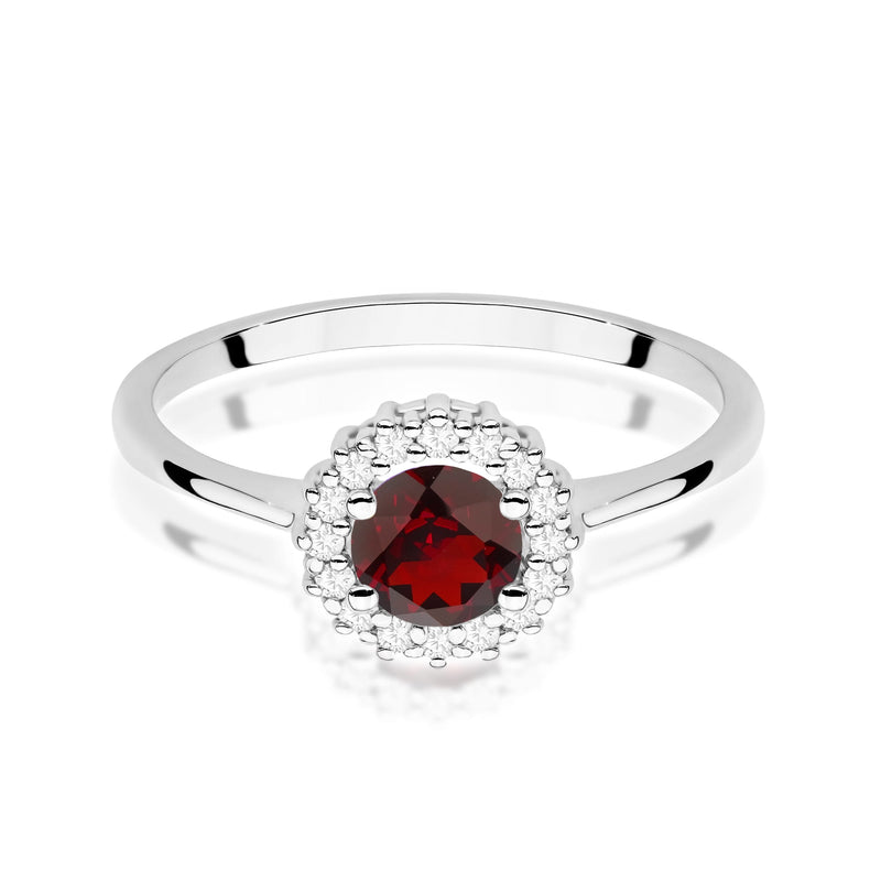 Inel Aur 9K cu Granat 0.60 ct si Diamante Naturale 0.14 ct, imaginea 6 din 8