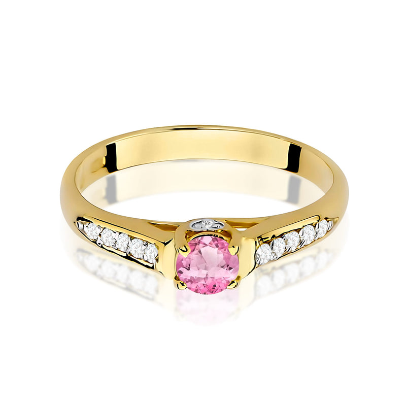 Inel Aur 9K cu Topaz Roz 0.30 ct si Diamante Naturale 0.10 ct, imaginea 2 din 8