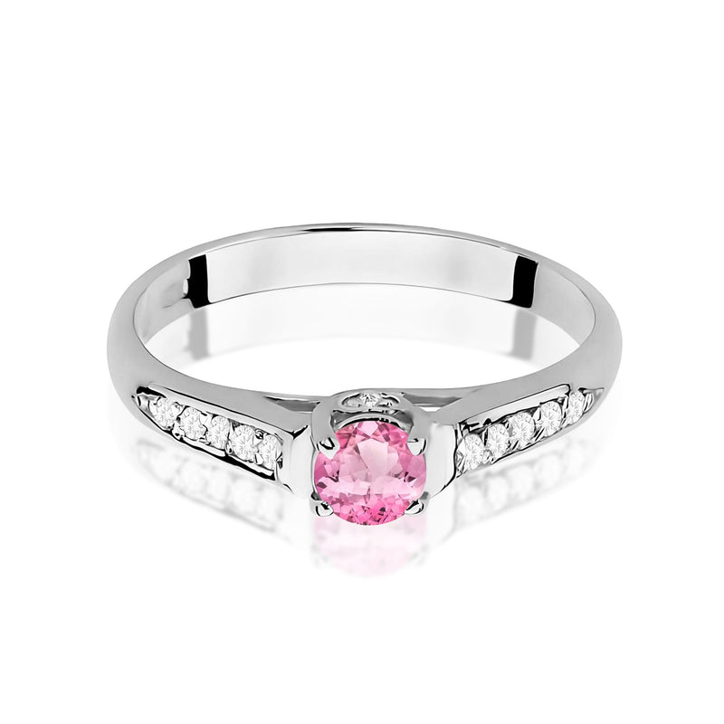 Inel Aur 9K cu Topaz Roz 0.30 ct si Diamante Naturale 0.10 ct, imaginea 6 din 8