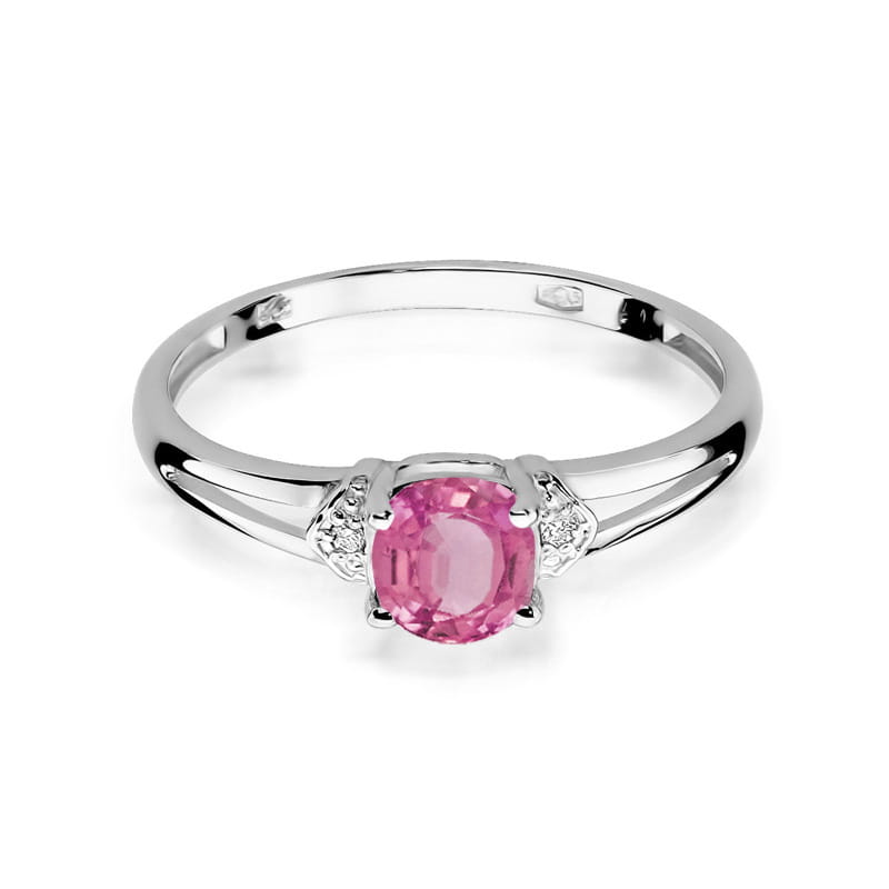 Inel Aur 9K cu Topaz Roz 0.65 ct si Diamante Naturale 0.01 ct, imaginea 6 din 8
