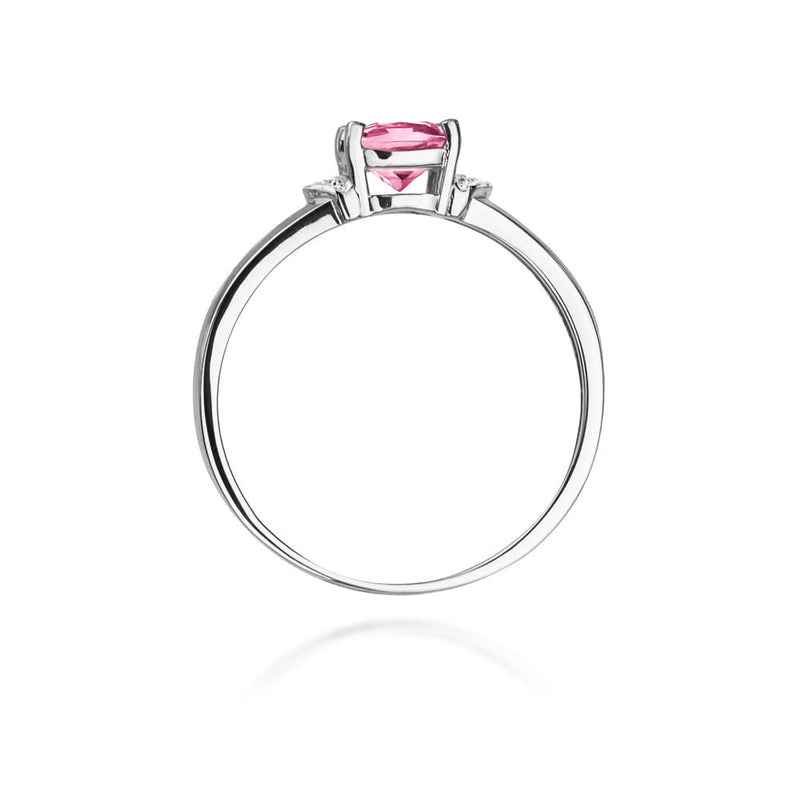 Inel Aur 9K cu Topaz Roz 0.65 ct si Diamante Naturale 0.01 ct, imaginea 7 din 8